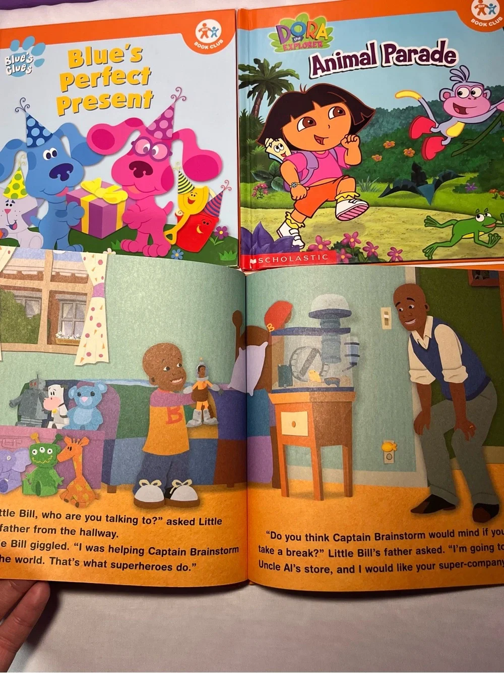 Lot of 4 Vintage Nick Jr Book Club HC Books Scholastic Dora Blues Clues